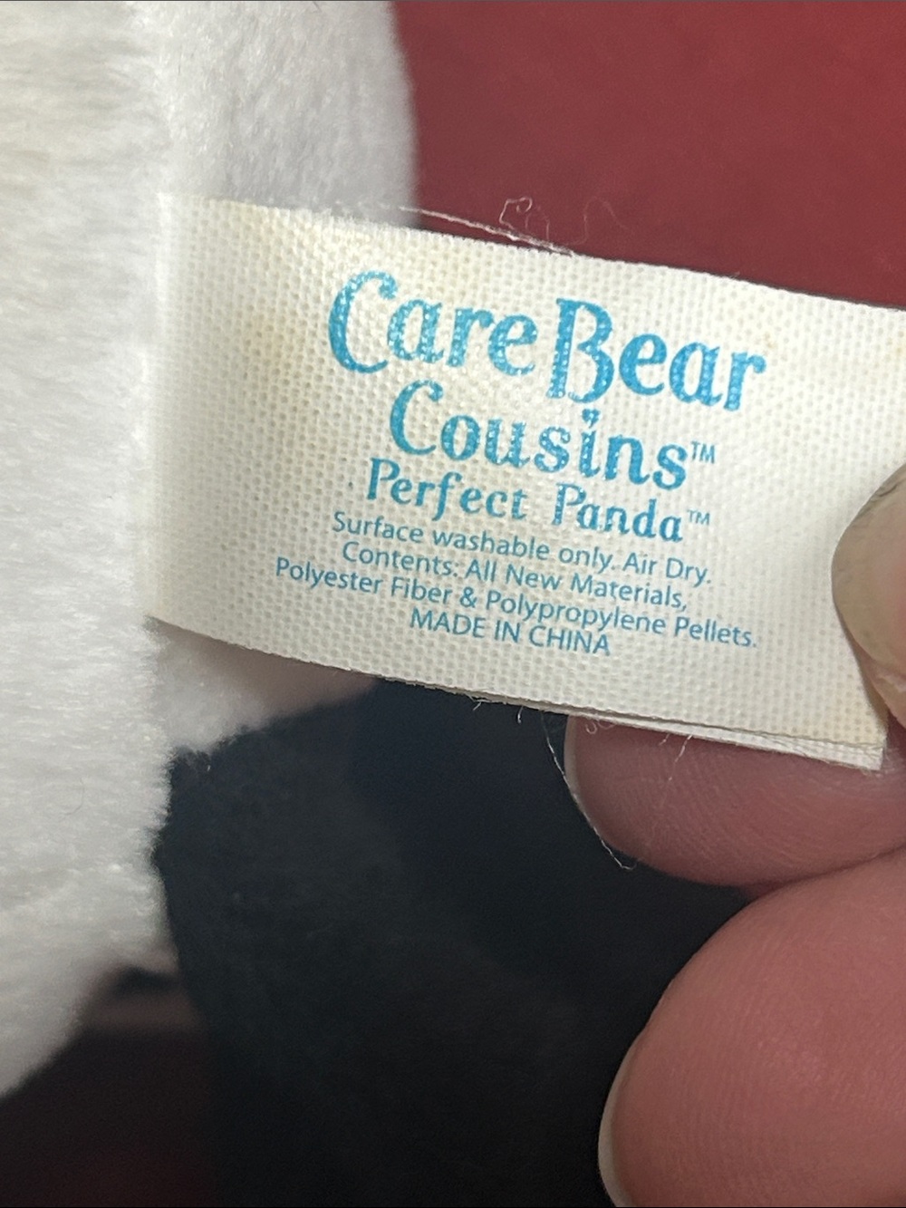 RARE Care Bears Cousin Polite Panda beanie White Black with Pink Rose Accent 8” - Picture 5 of 11